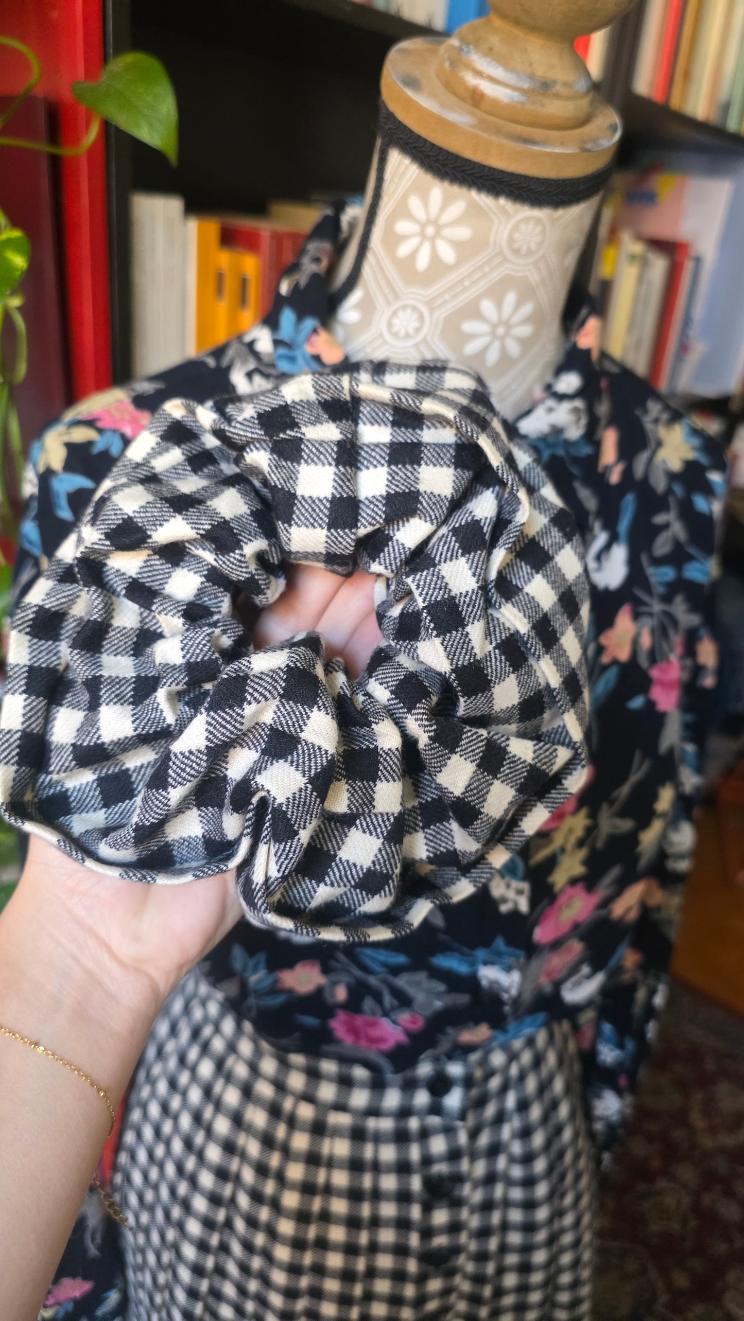 Gonna + scrunchie in lana vichy