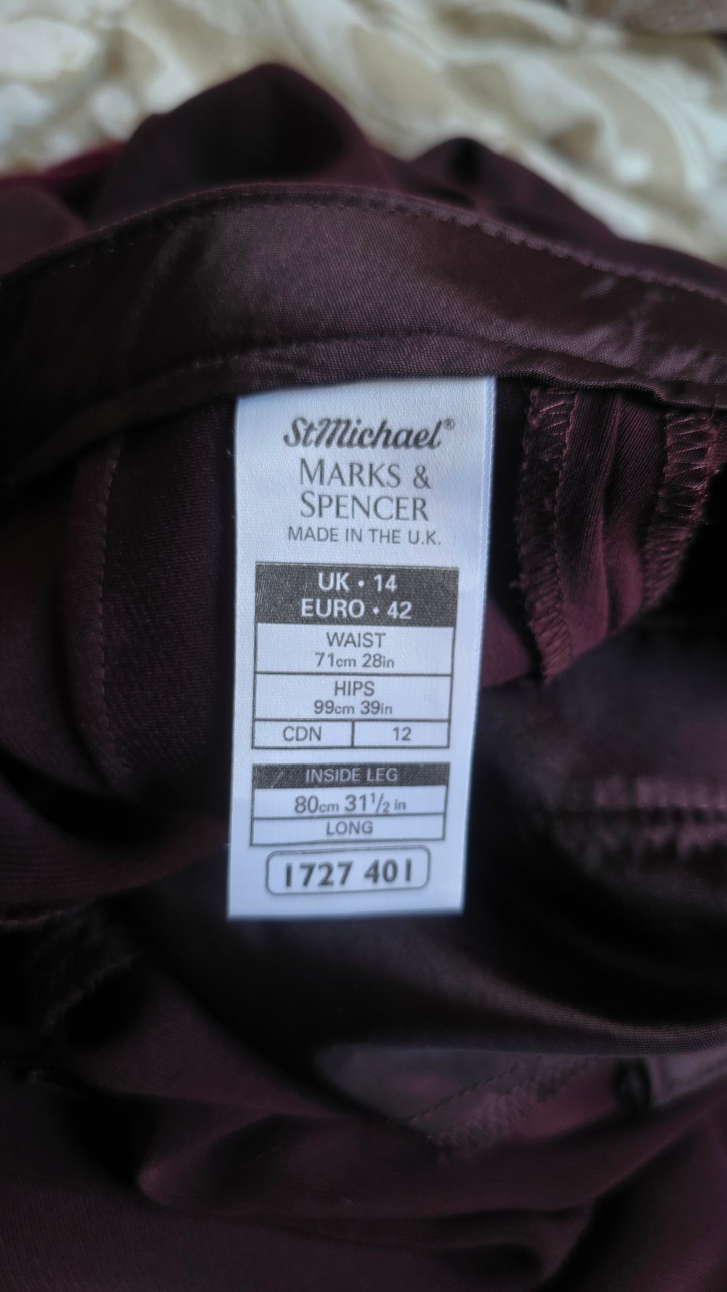 Pantaloni eleganti bordeaux