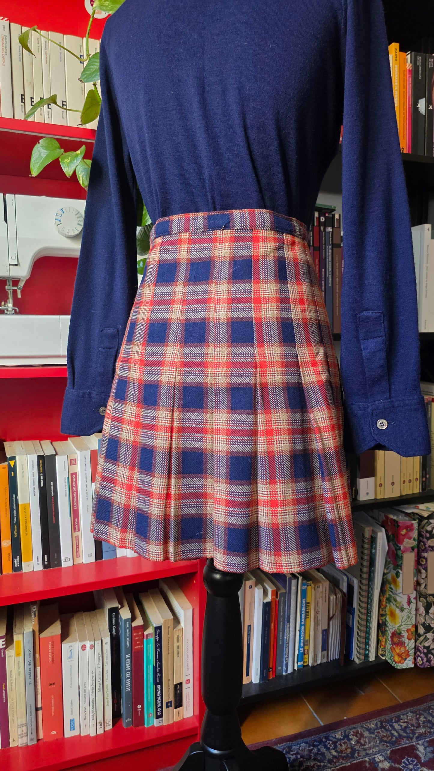 Minigonna tartan in lana a portafoglio