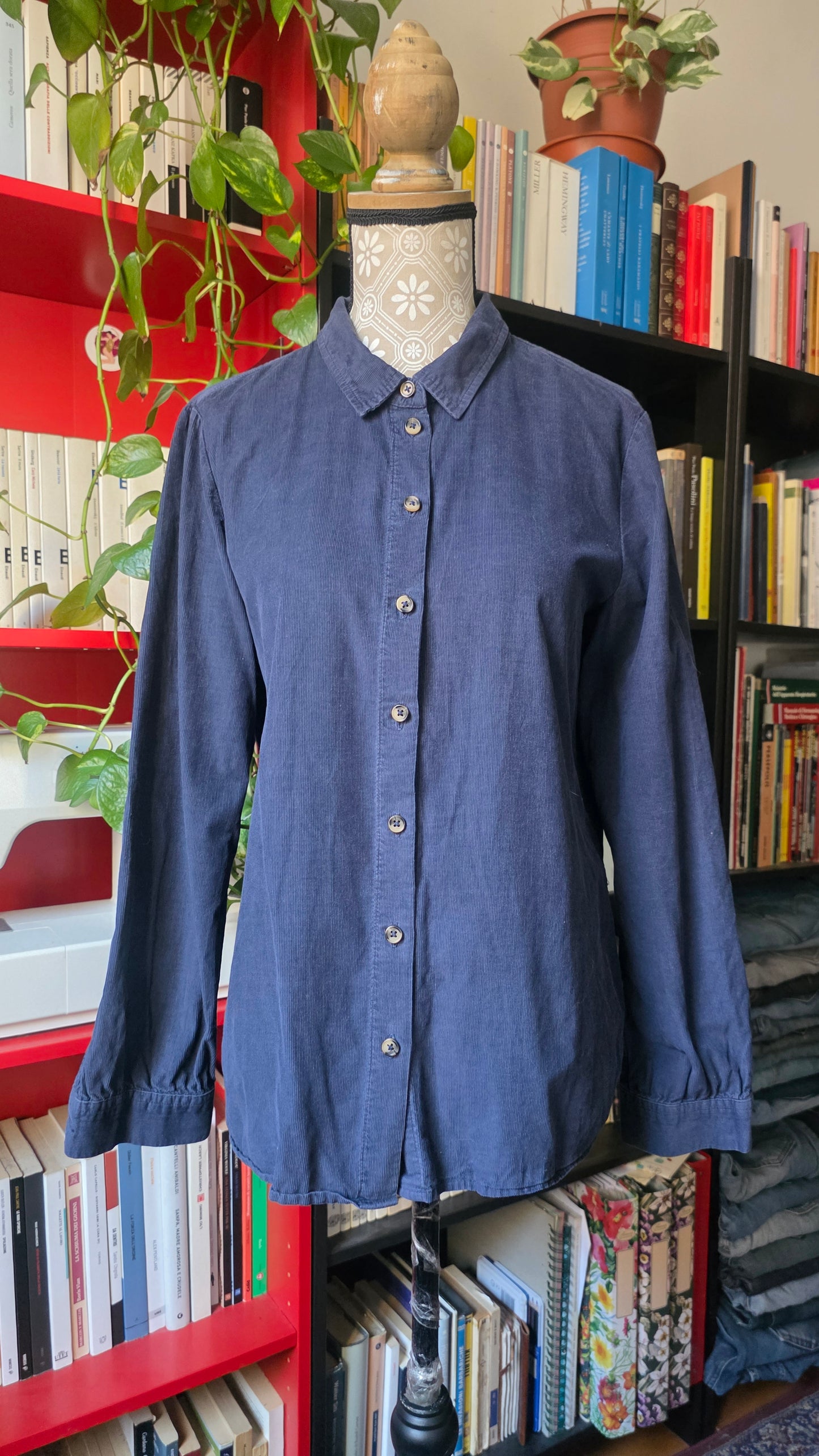 Camicia in velluto blu