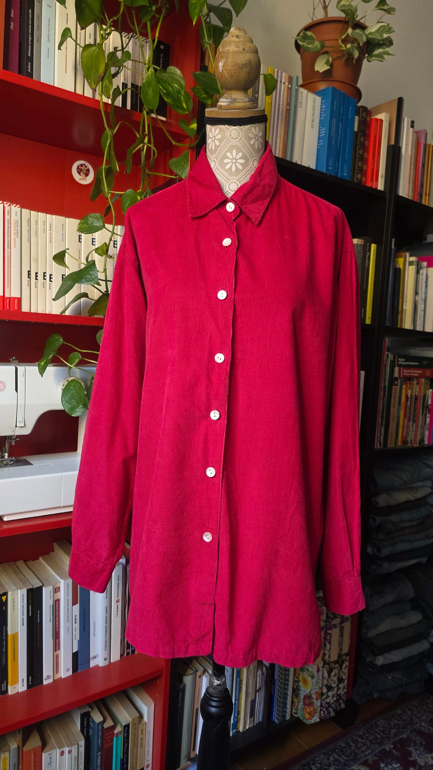 Camicia in velluto magenta