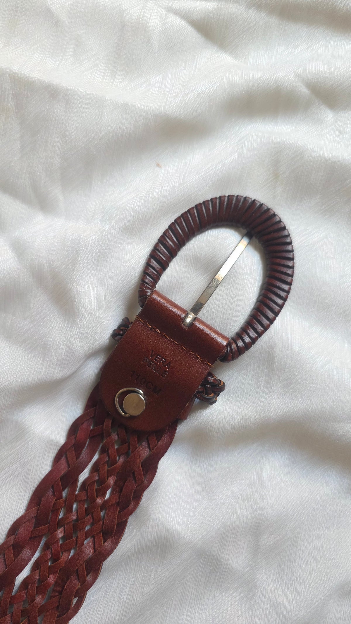 Cintura in pelle intrecciata marrone #1