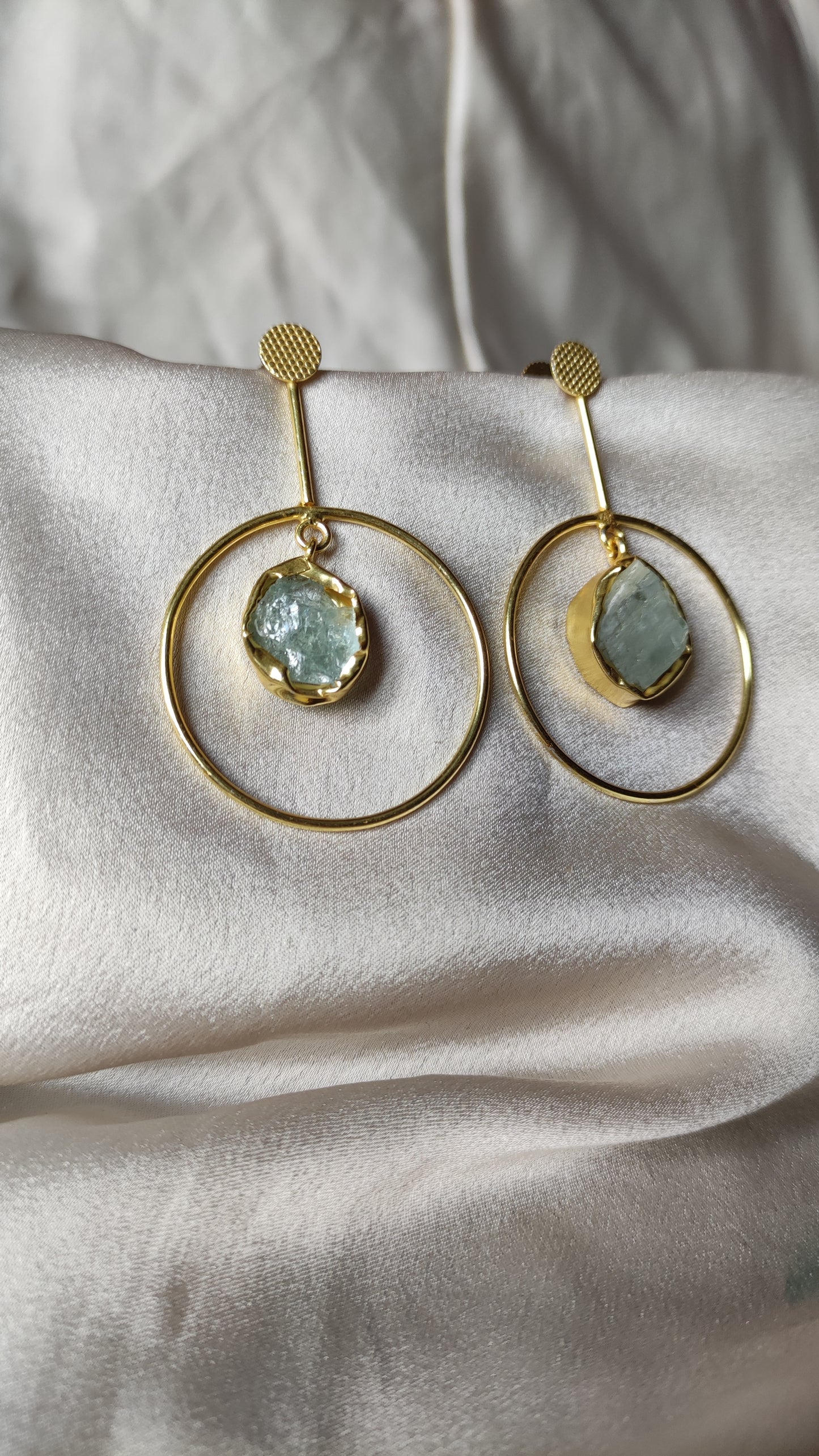 Orecchini pendenti quarzo verde acqua