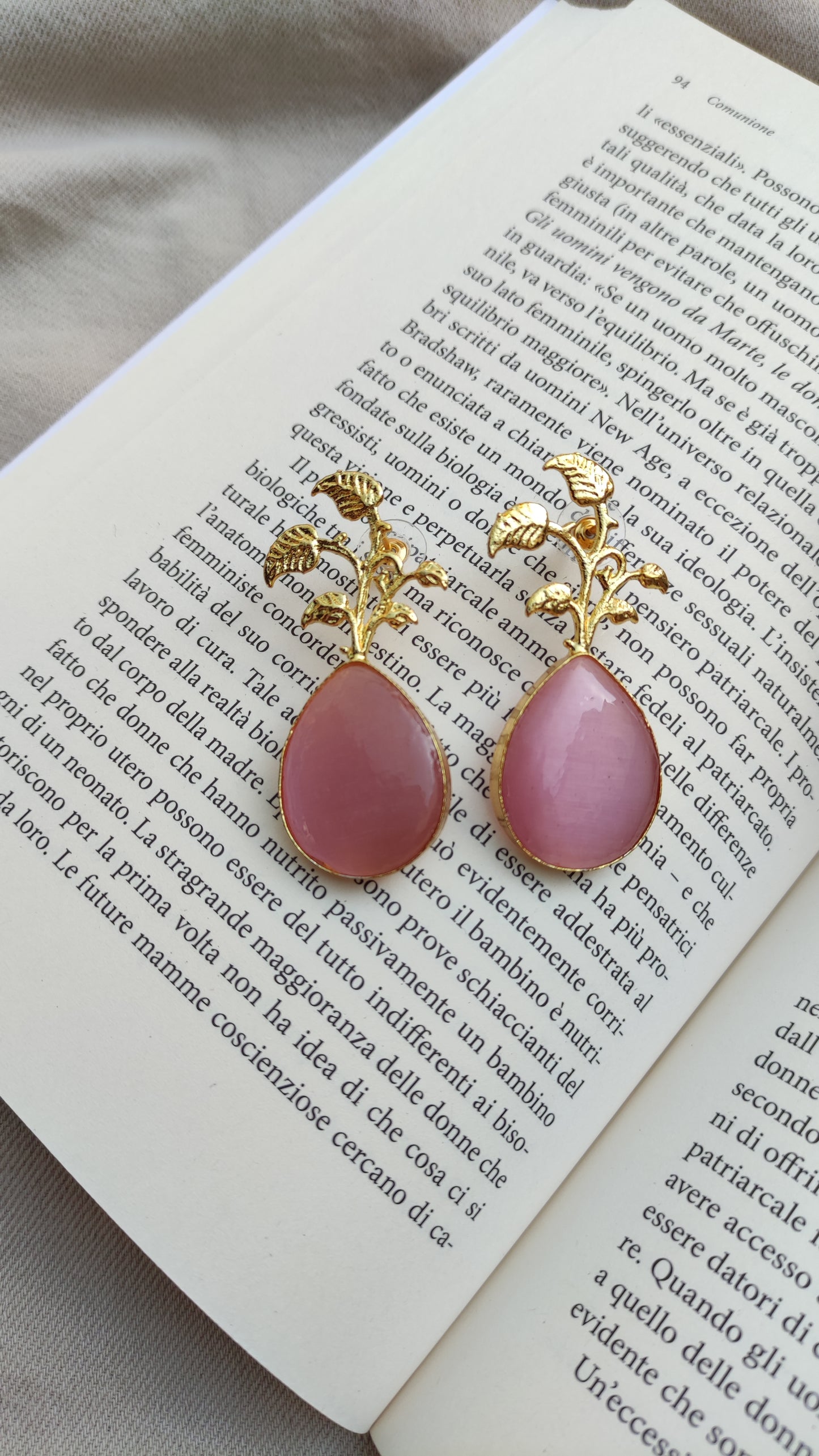 Orecchini foglia rosa