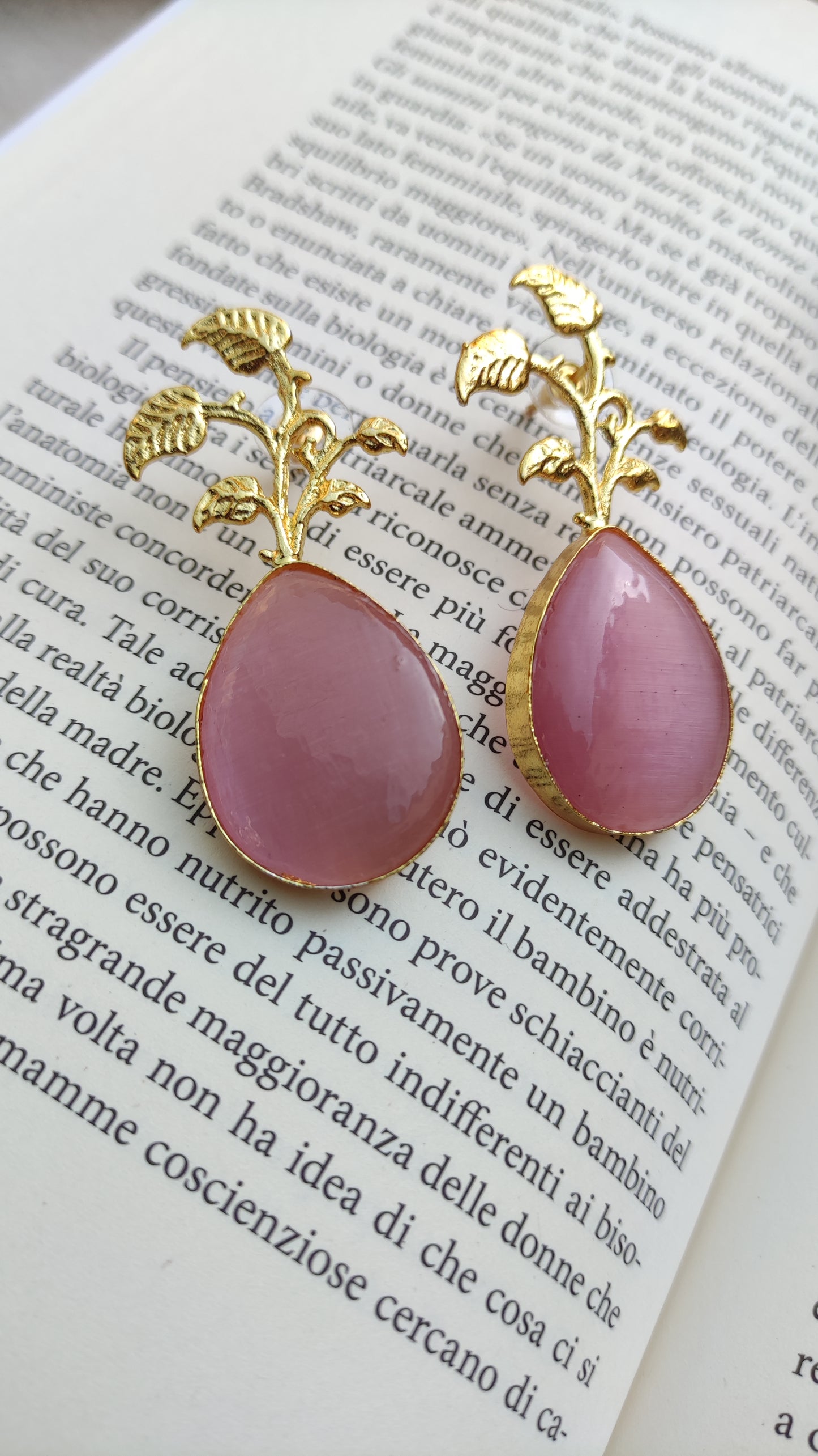 Orecchini foglia rosa