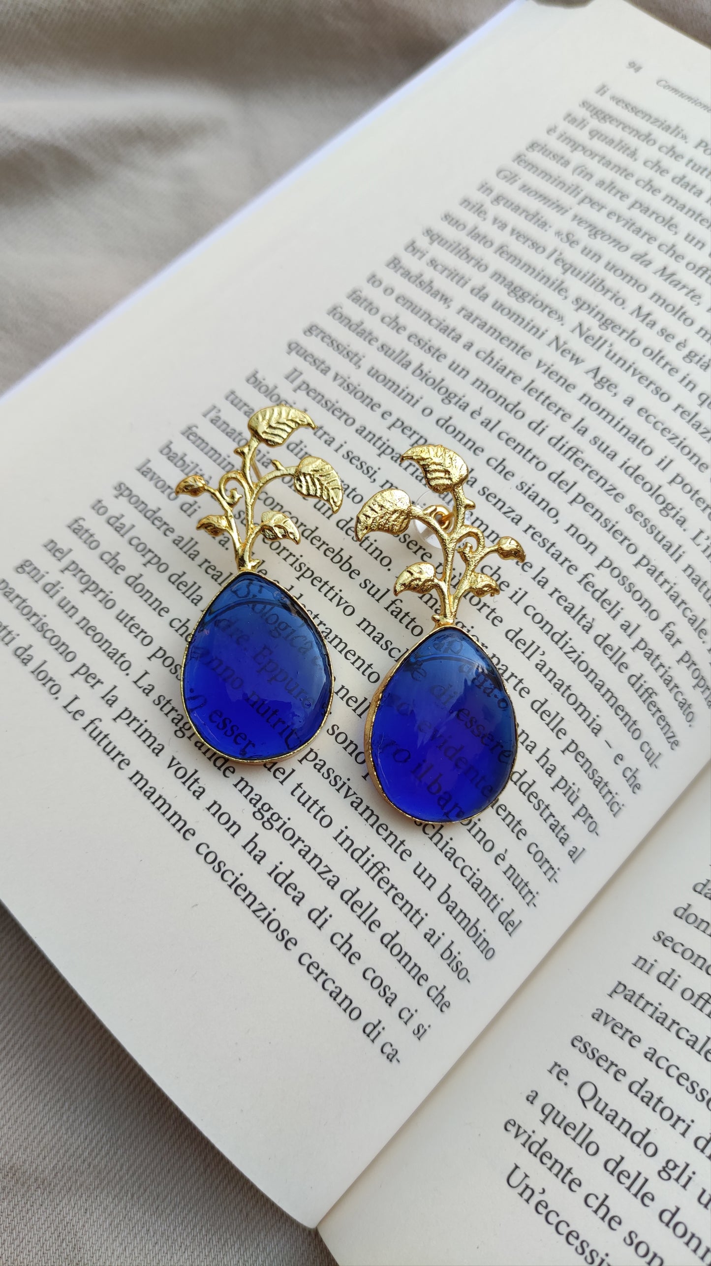 Orecchini foglia blu