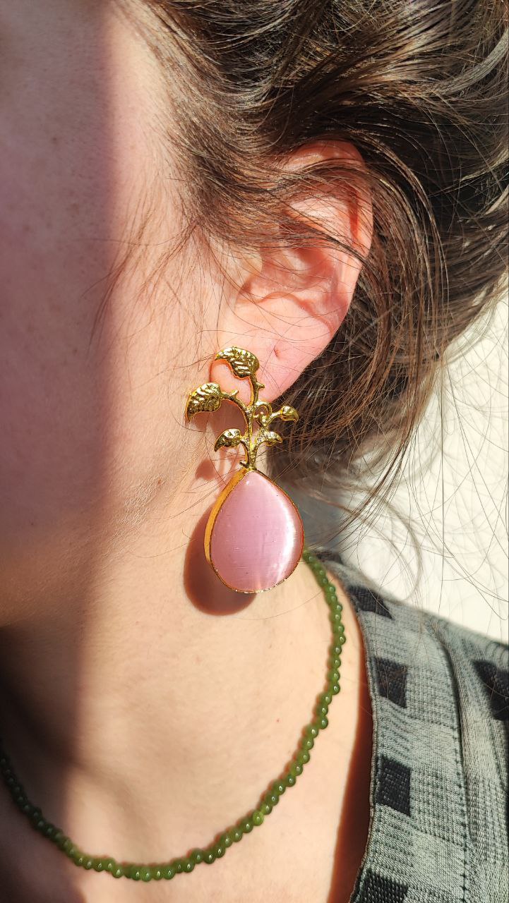 Orecchini foglia rosa