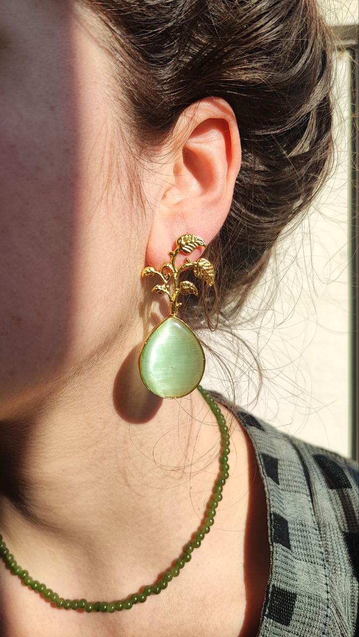 Orecchini foglia verde salvia