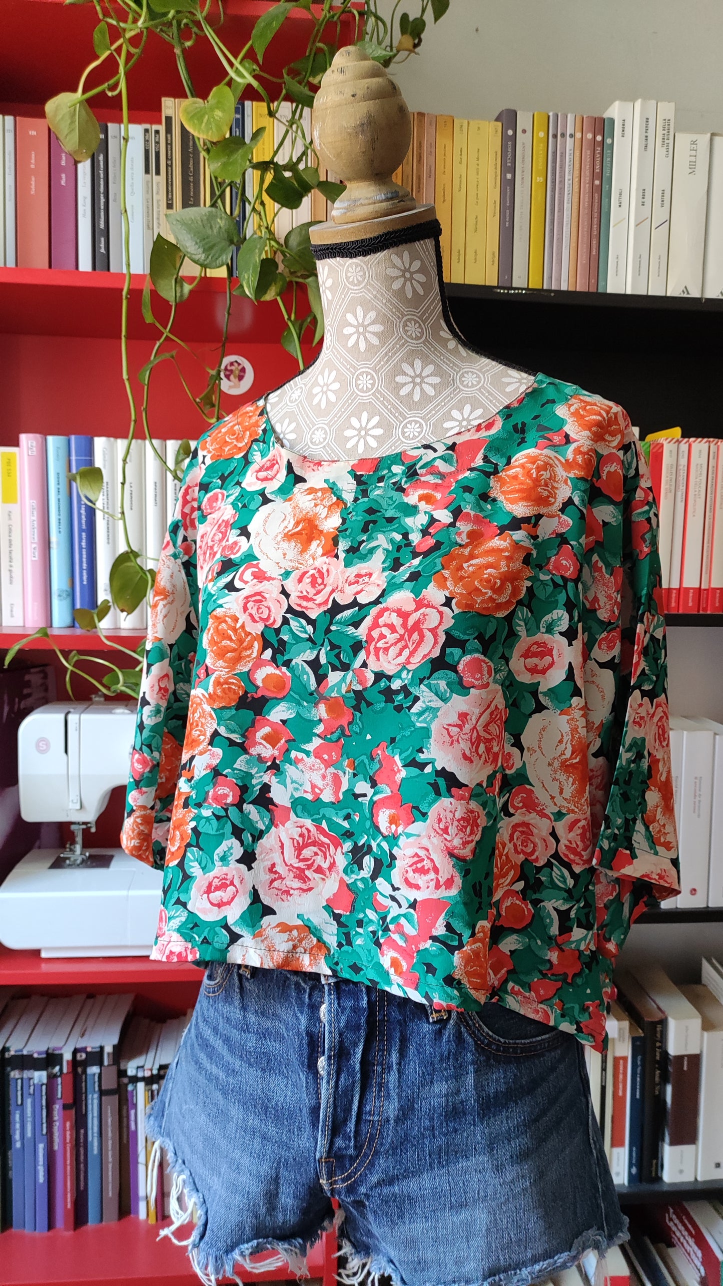 Camicia crop in seta