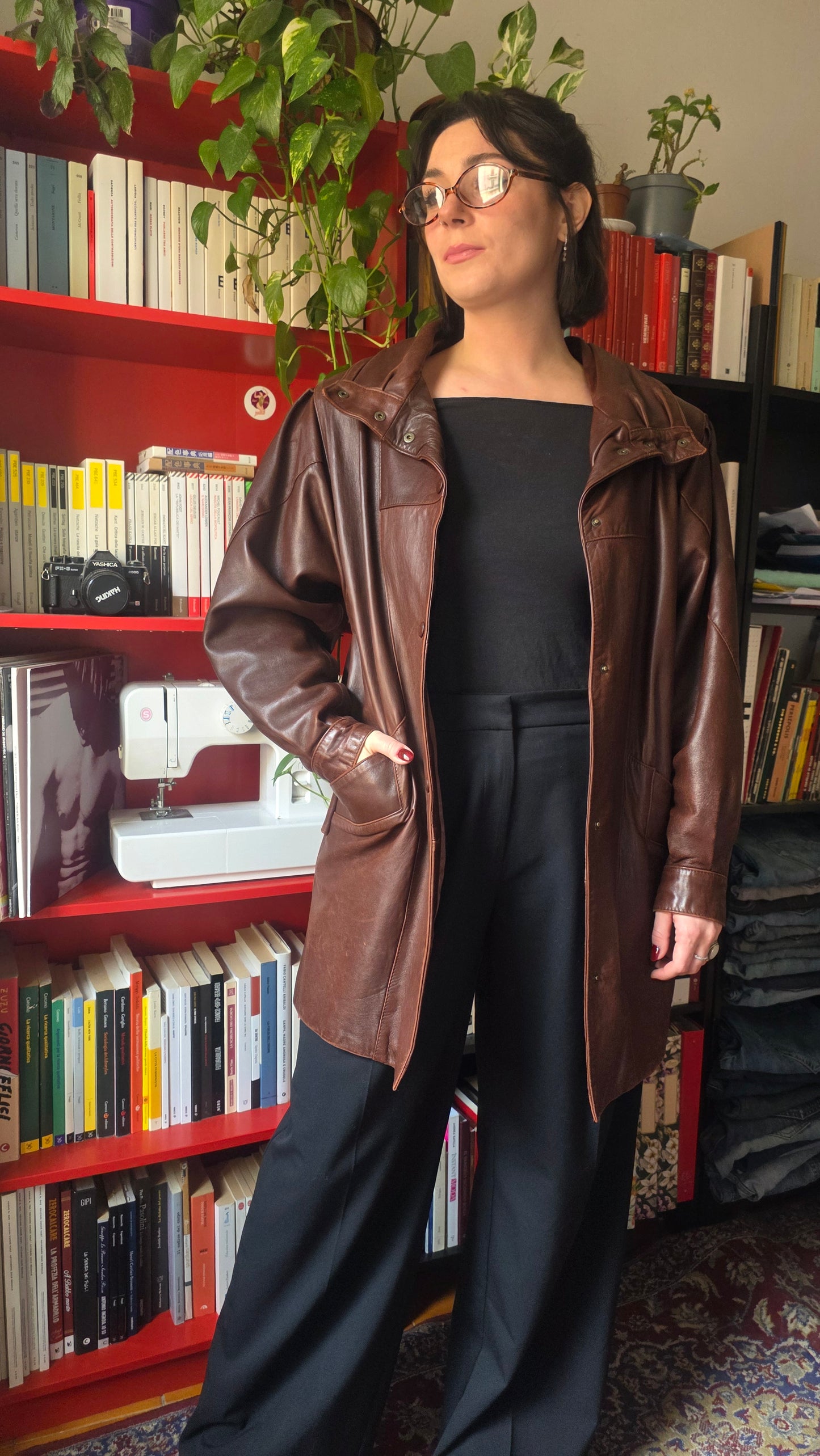 Giacca in pelle marrone