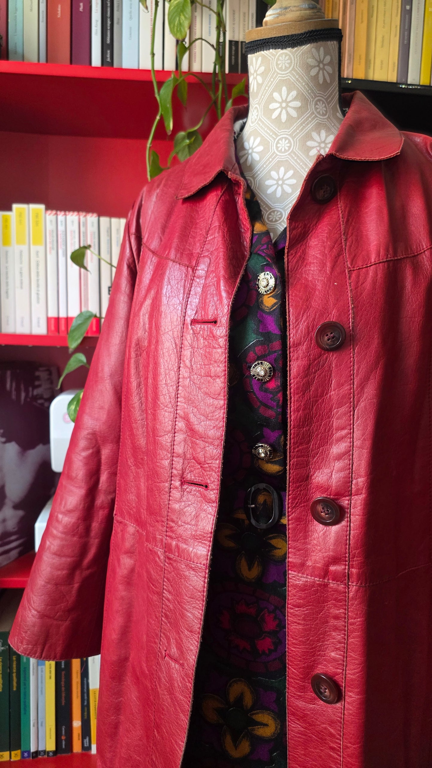 Giacca in pelle rossa