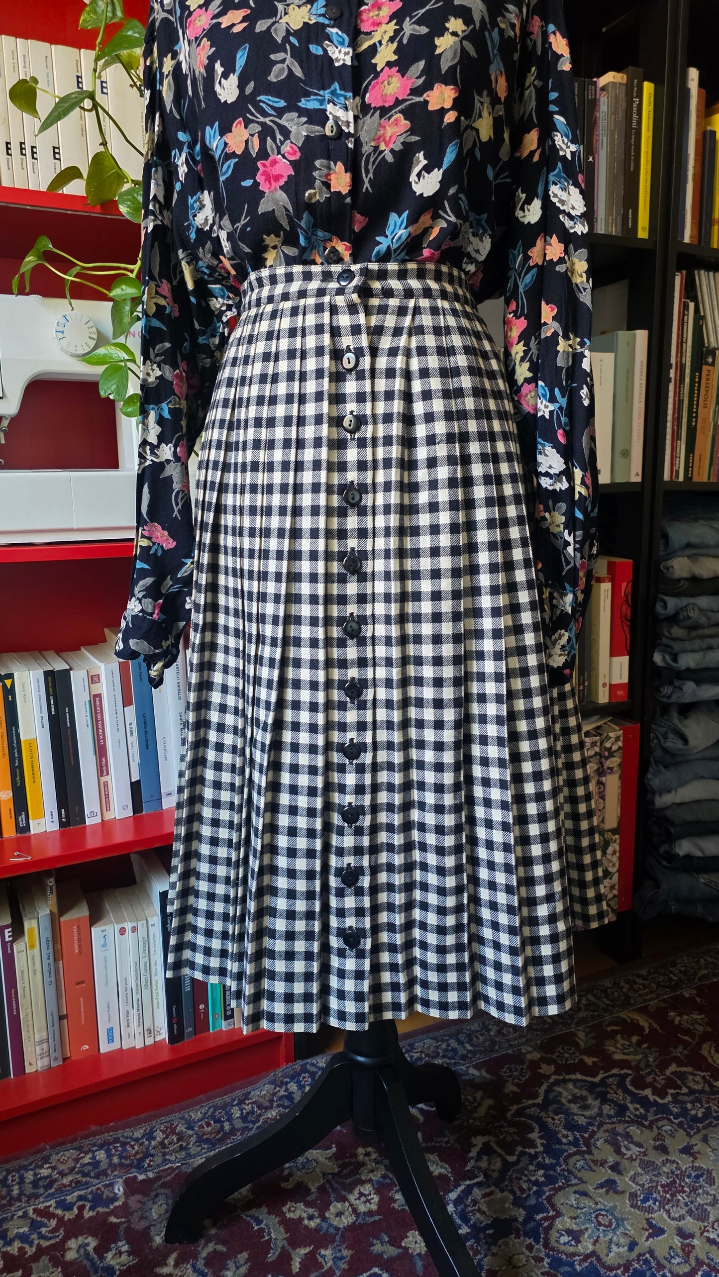 Gonna + scrunchie in lana vichy