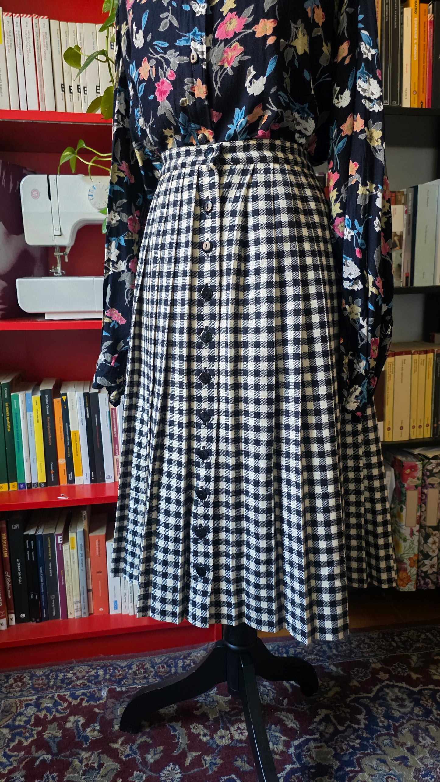 Gonna + scrunchie in lana vichy