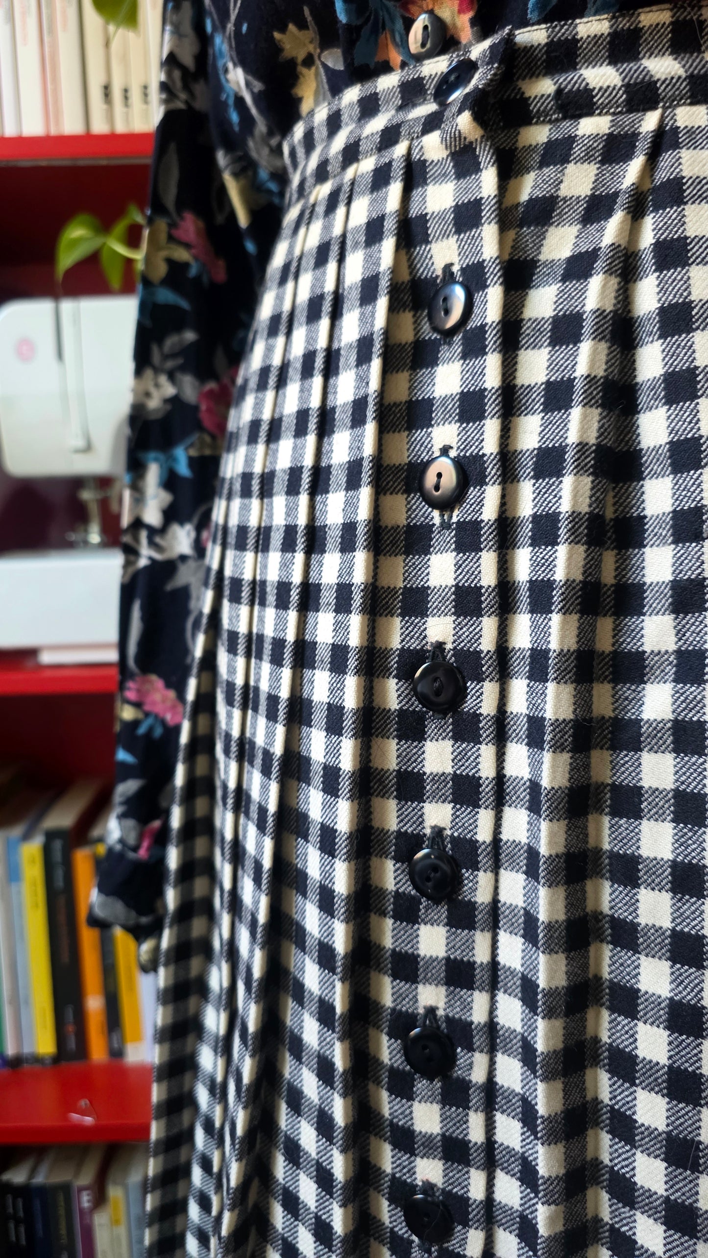 Gonna + scrunchie in lana vichy