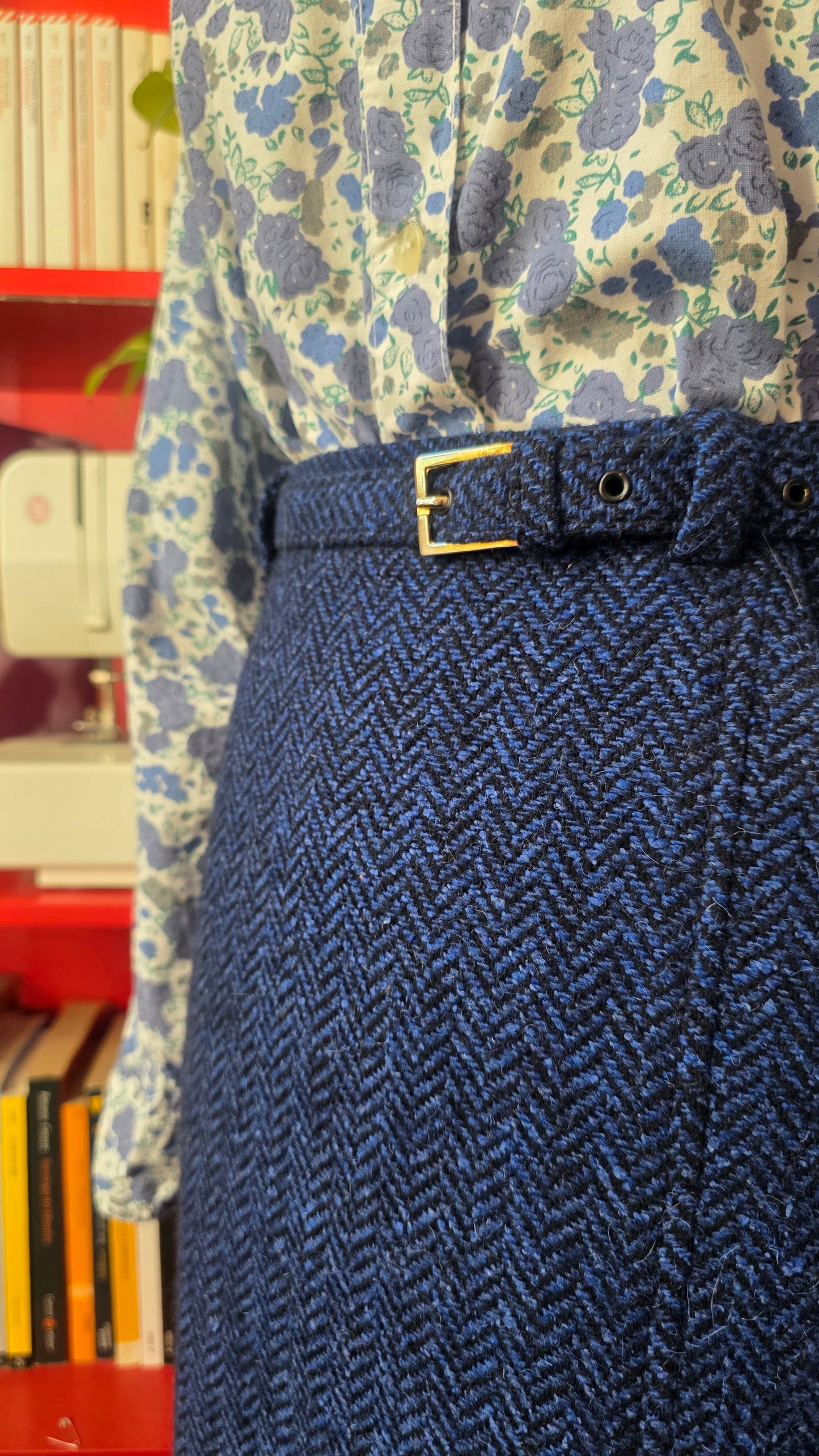 Gonna spina di pesce cashmere, lana e seta