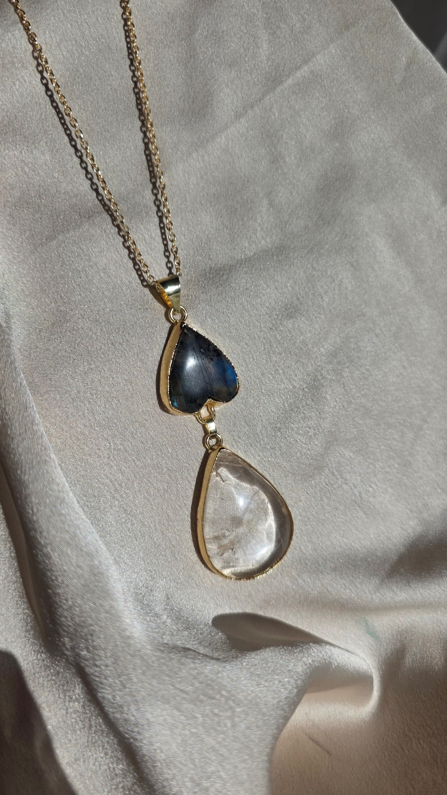 Collana labradorite e quarzo