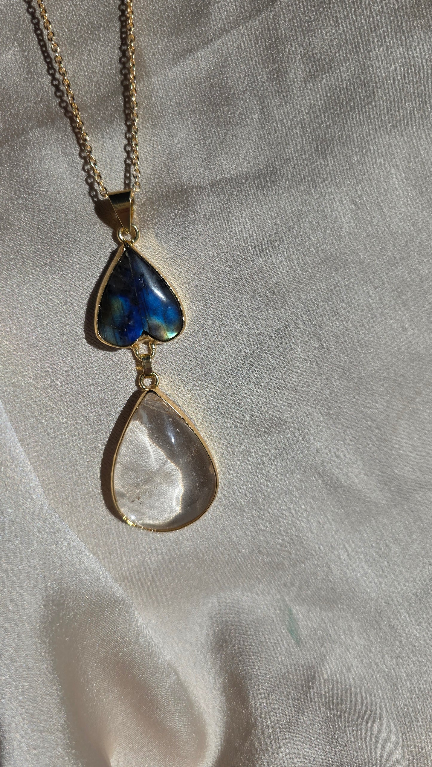 Collana labradorite e quarzo