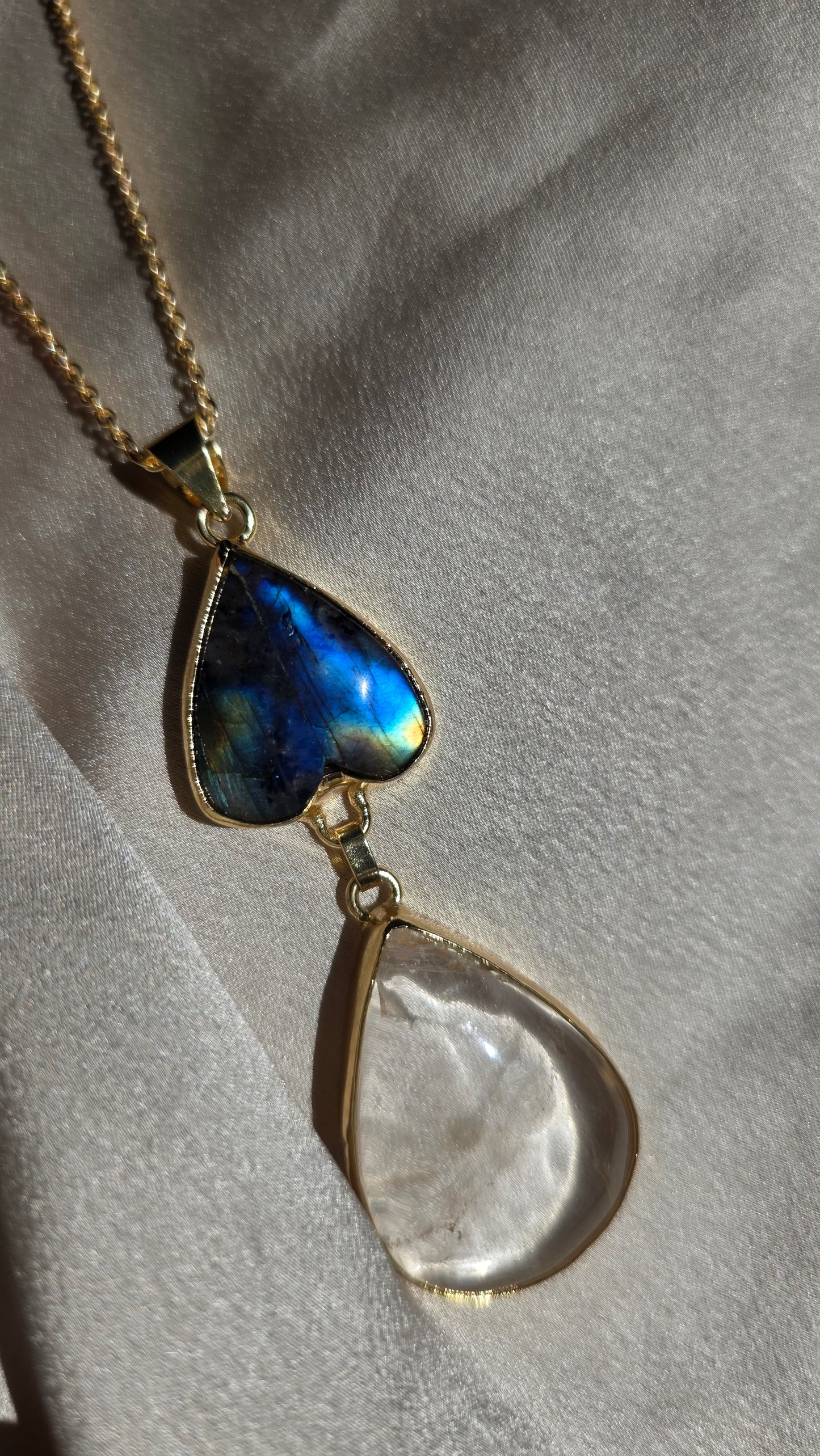 Collana labradorite e quarzo