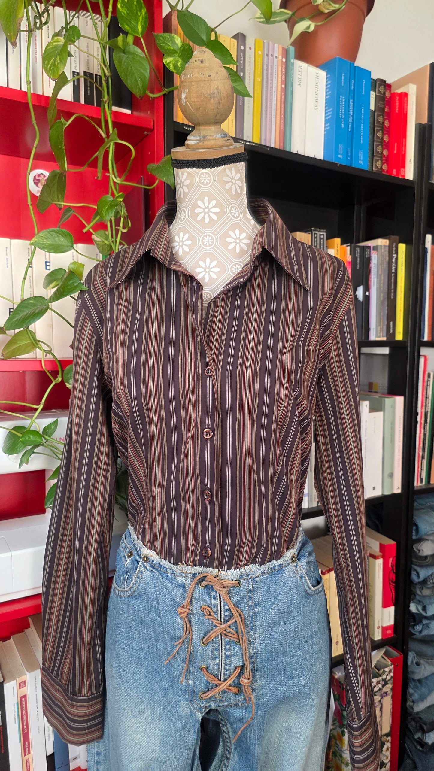Camicia righe marrone