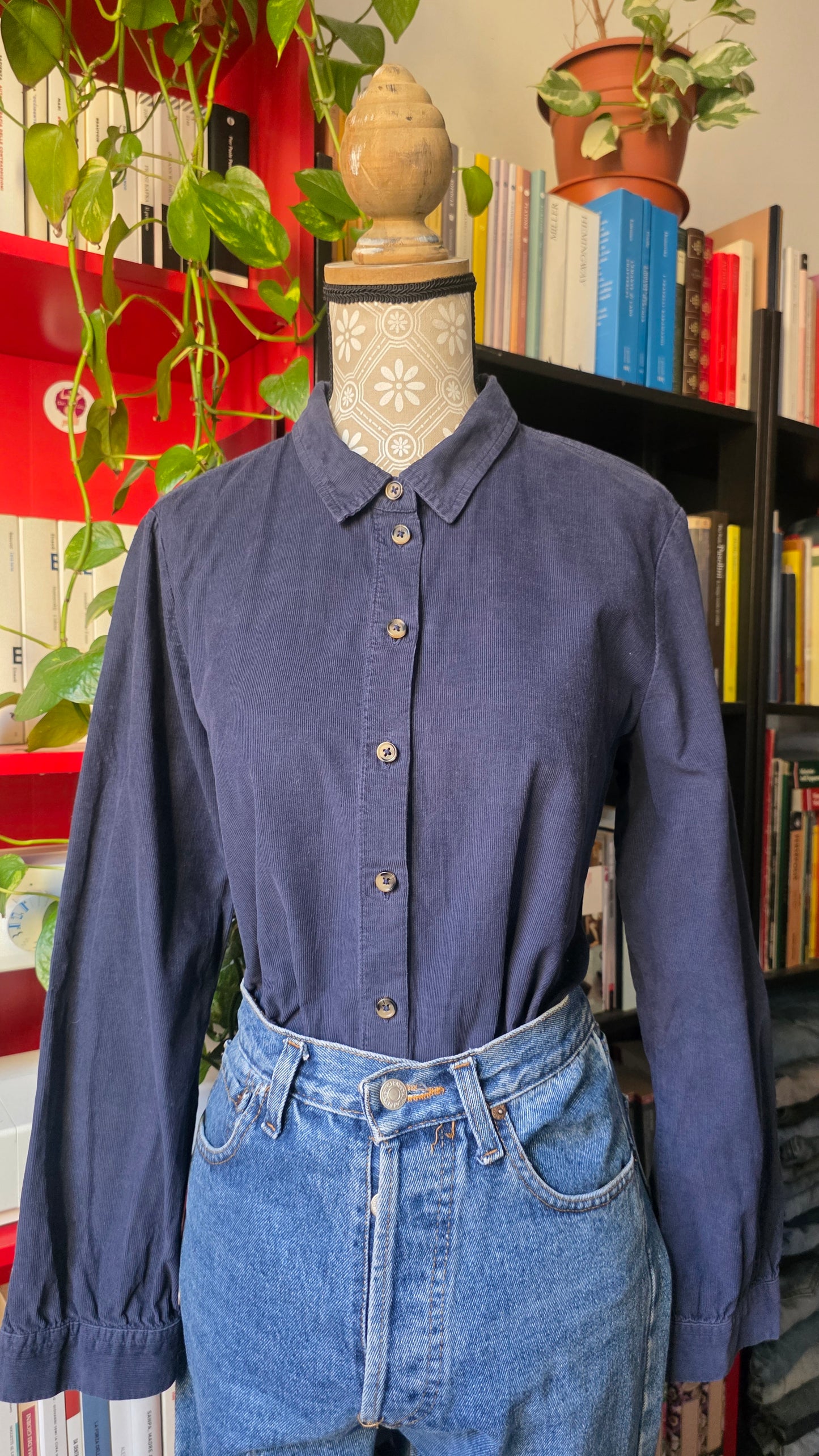 Camicia in velluto blu