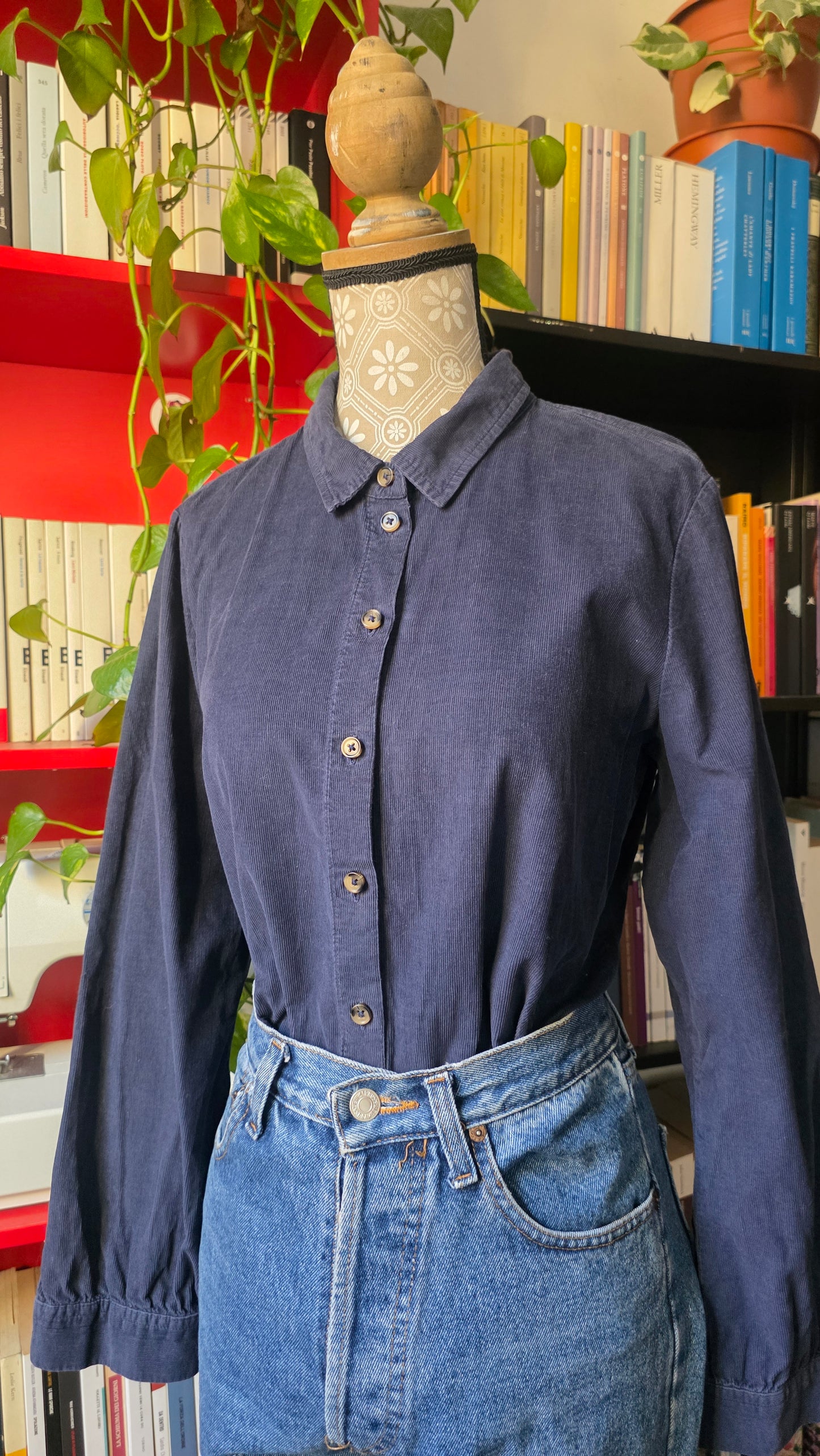 Camicia in velluto blu