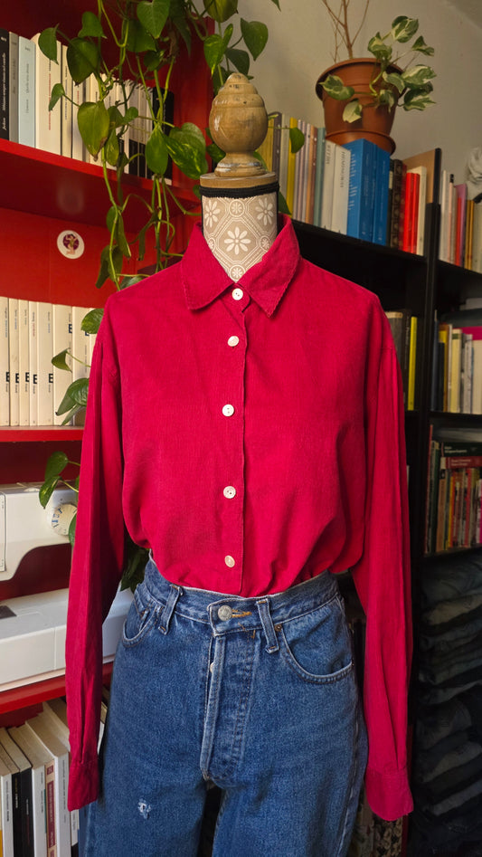 Camicia in velluto magenta