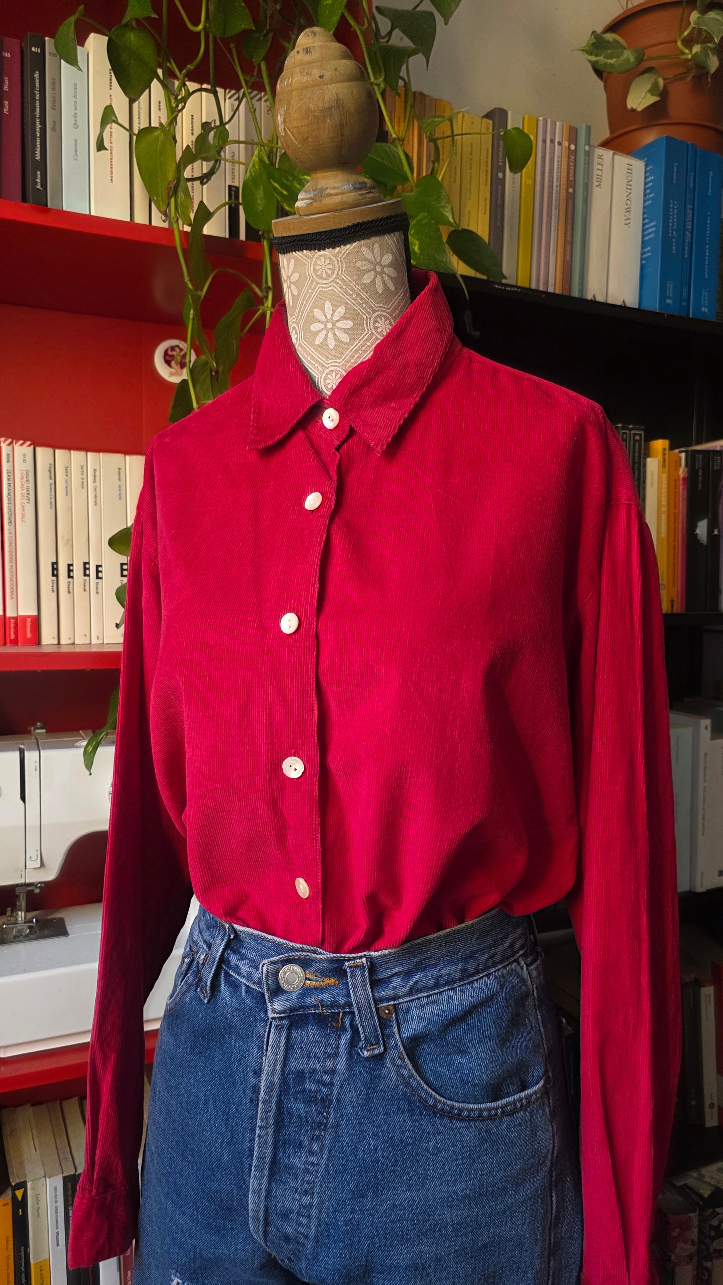 Camicia in velluto magenta