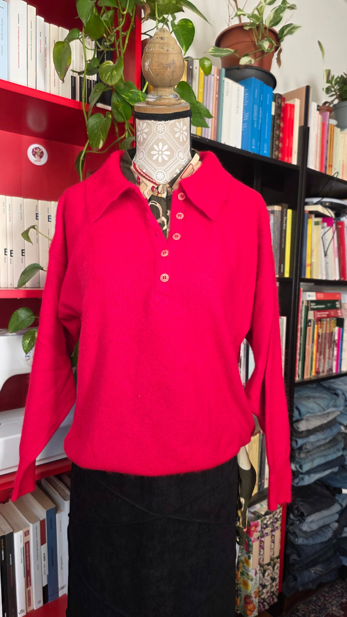 Maglione in angora rosso