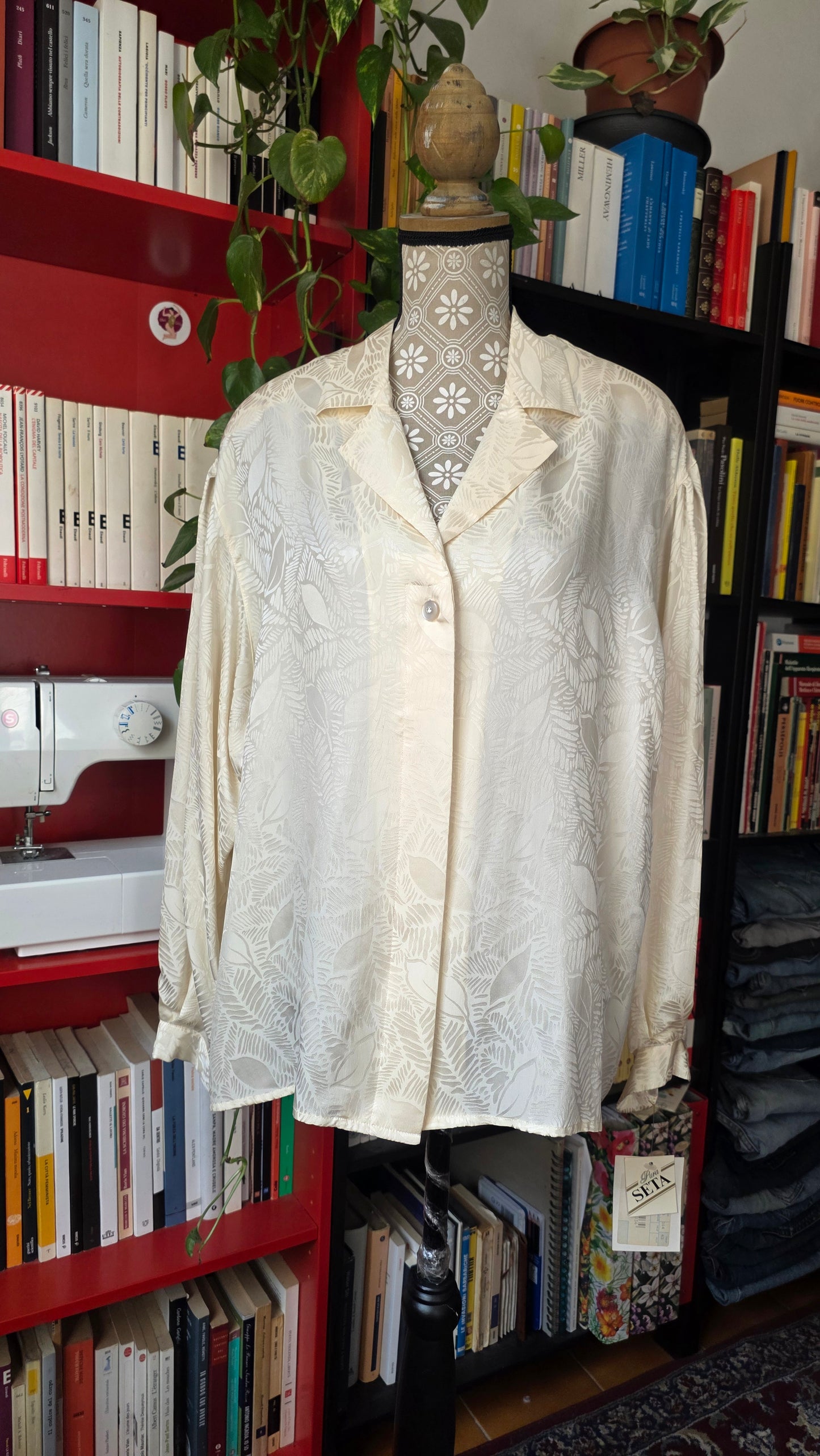 Camicia in pura seta panna
