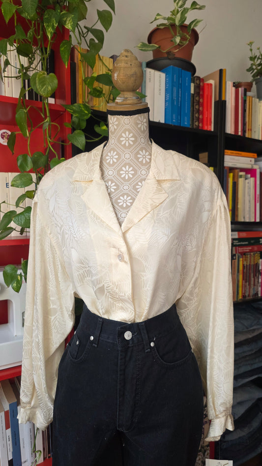 Camicia in pura seta panna