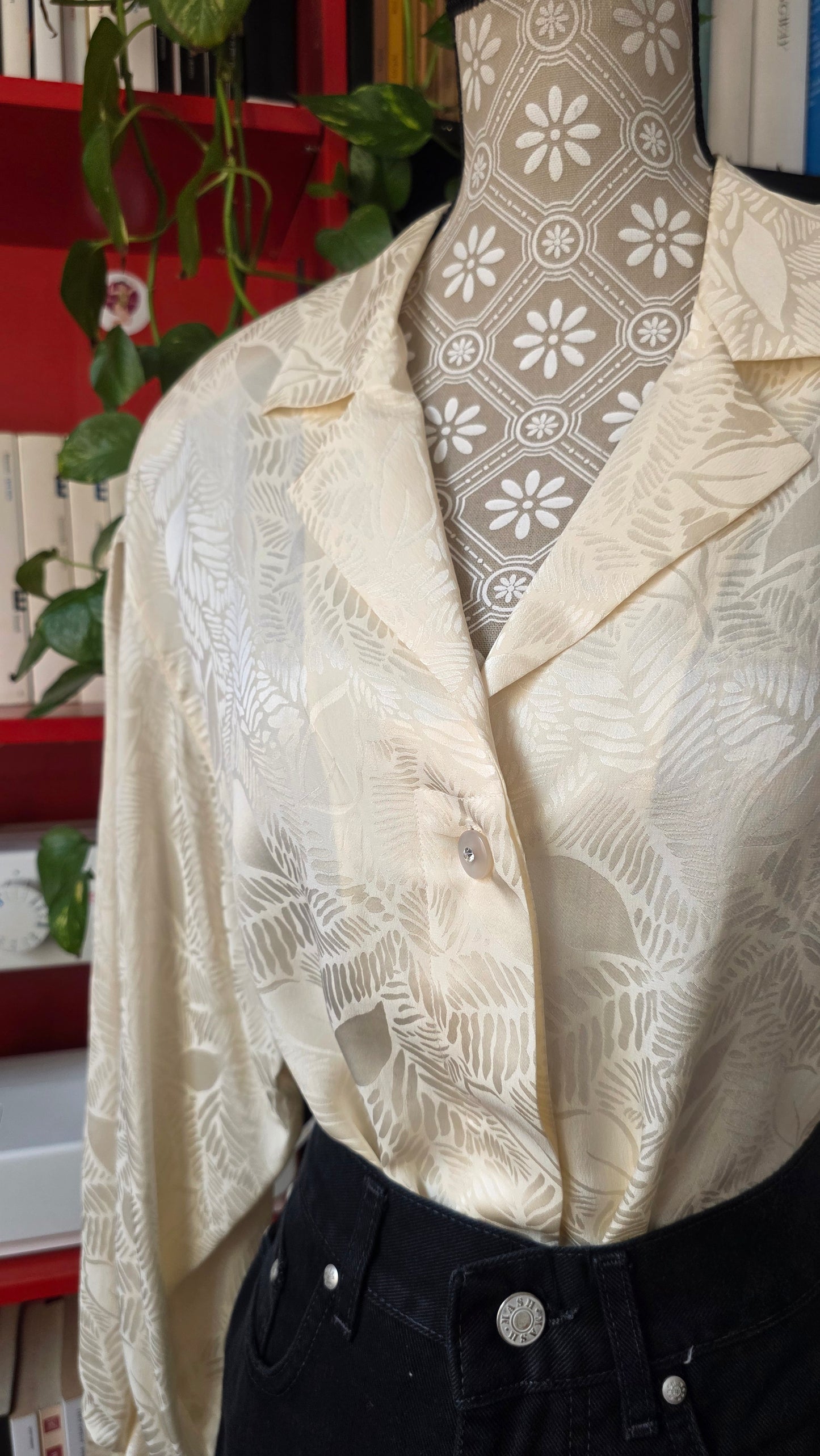 Camicia in pura seta panna