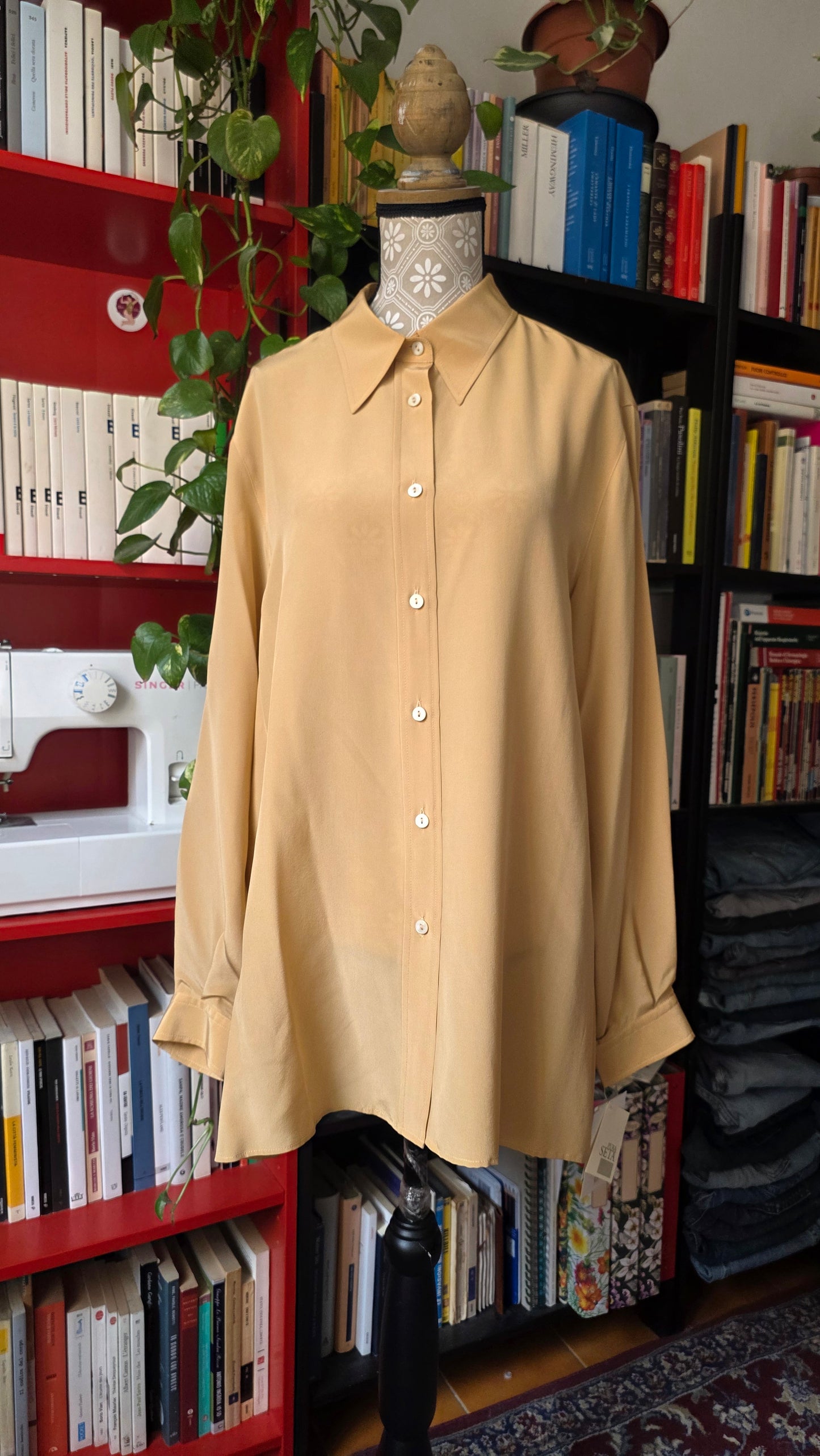 Camicia pura seta ocra
