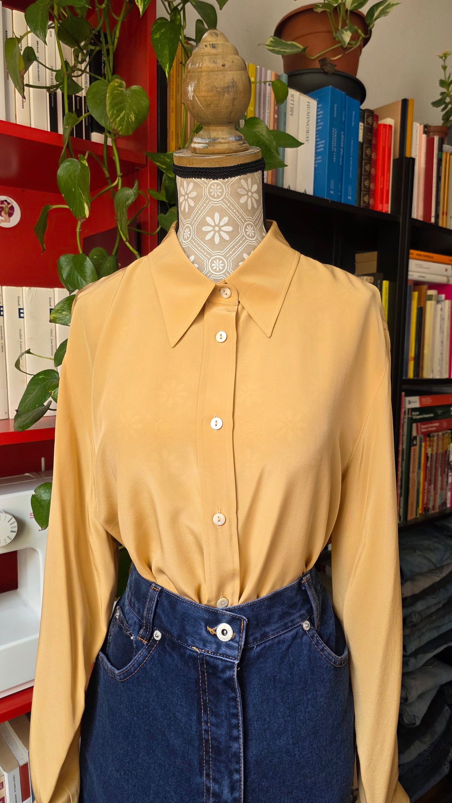Camicia pura seta ocra