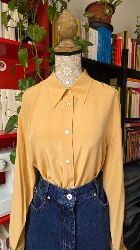 Camicia pura seta ocra