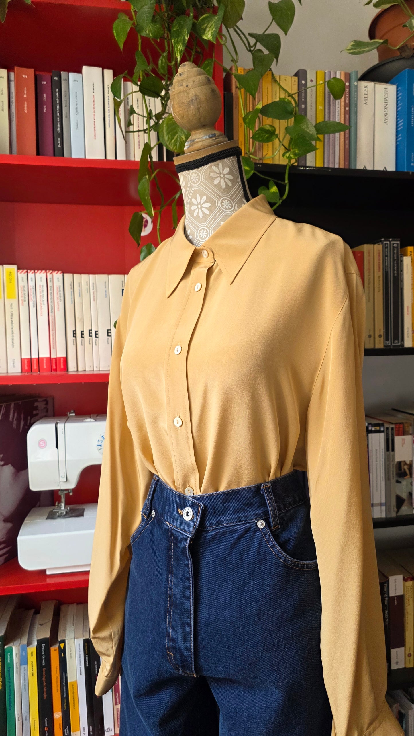 Camicia pura seta ocra