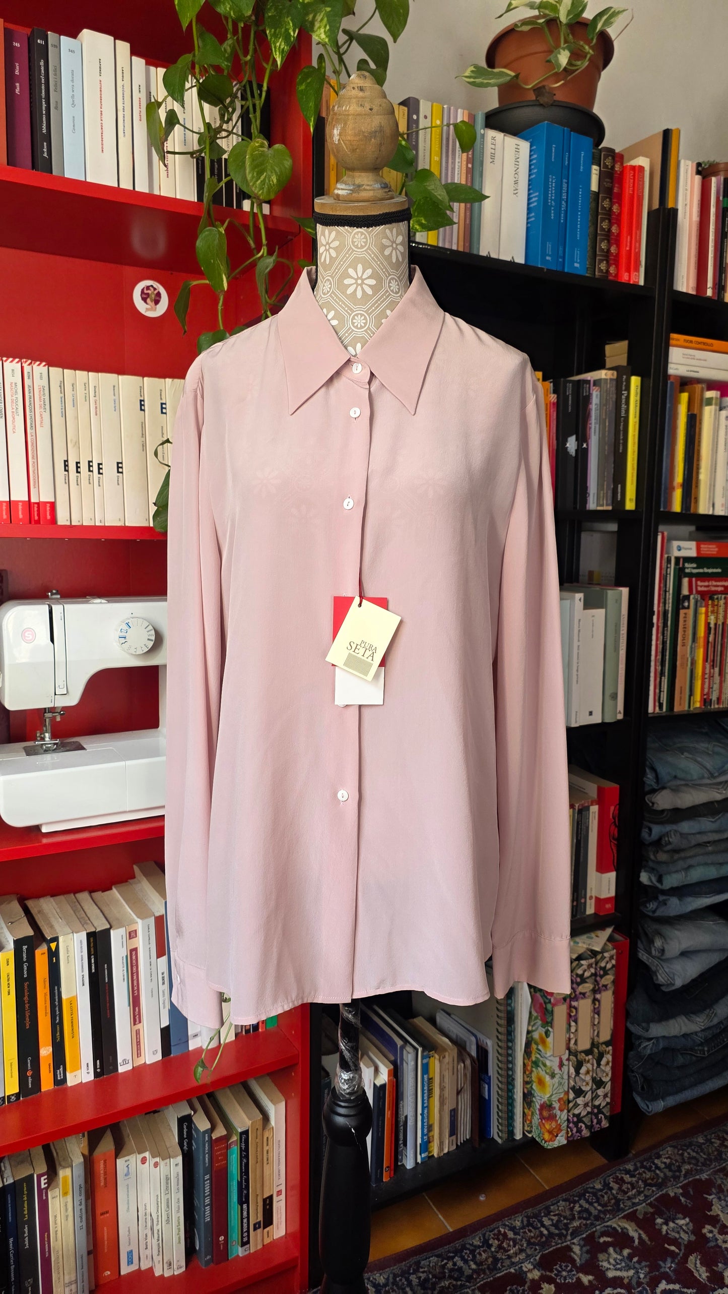 Camicia pura seta rosa