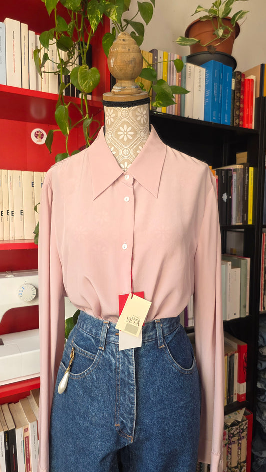 Camicia pura seta rosa