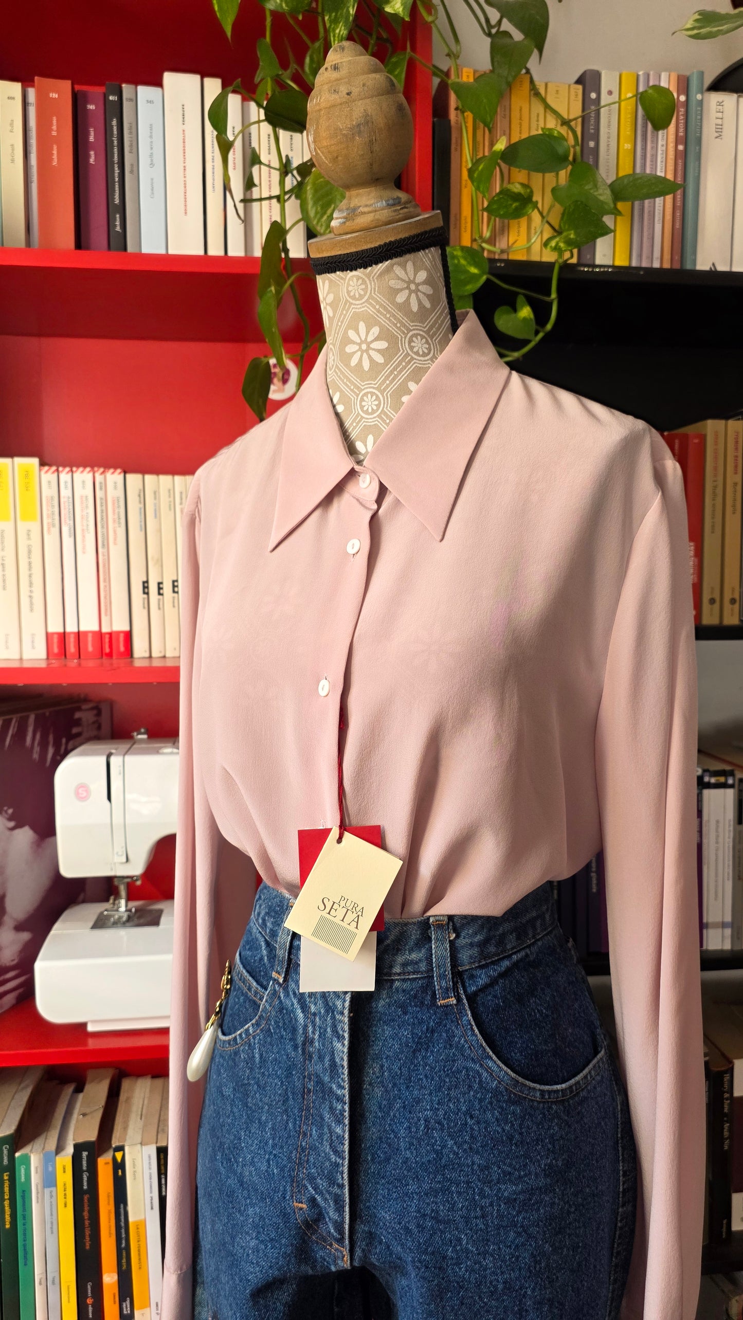 Camicia pura seta rosa