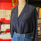 Camicia in pura seta blu notte
