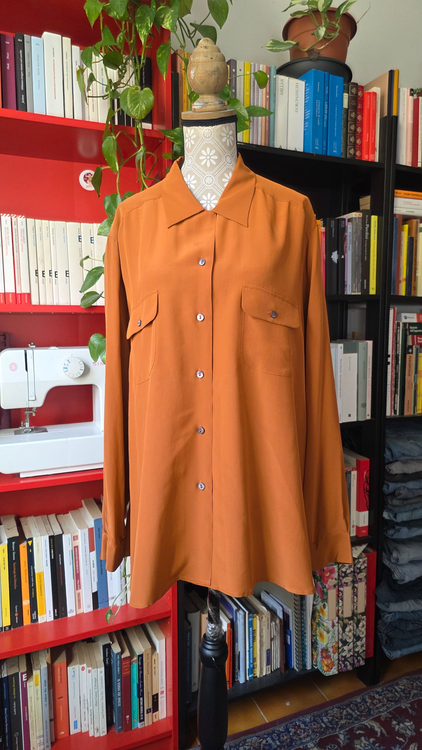 Camicia pura seta ruggine