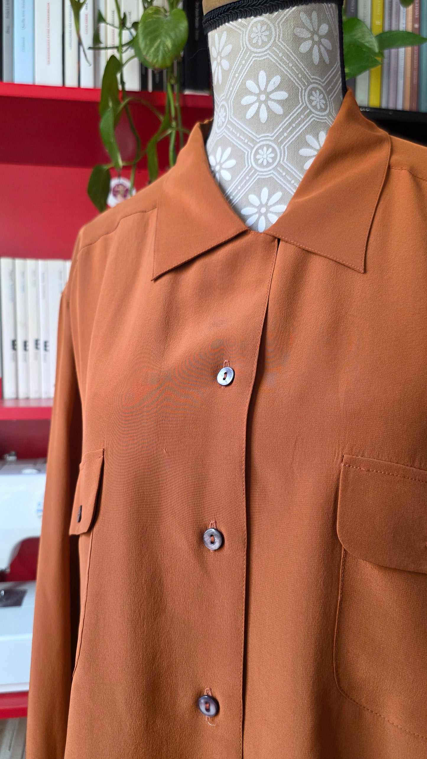 Camicia pura seta ruggine