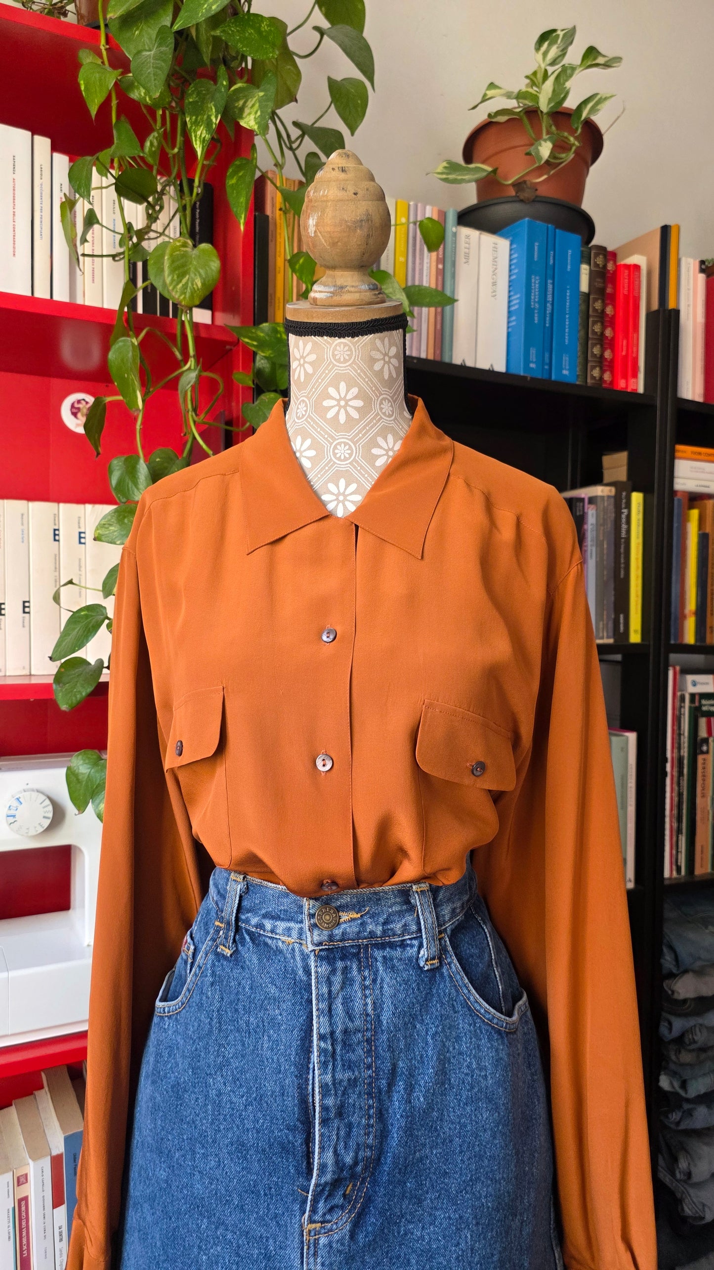 Camicia pura seta ruggine