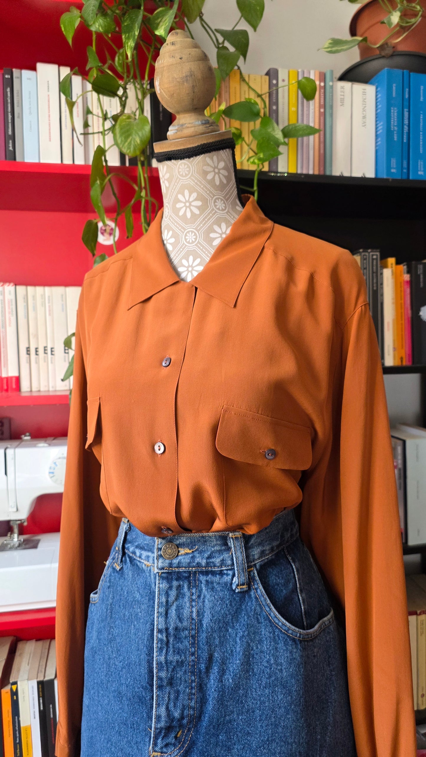 Camicia pura seta ruggine