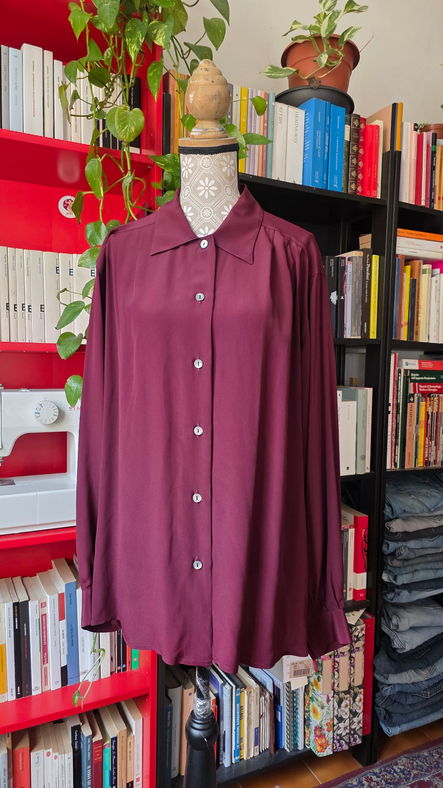 Camicia in seta vino