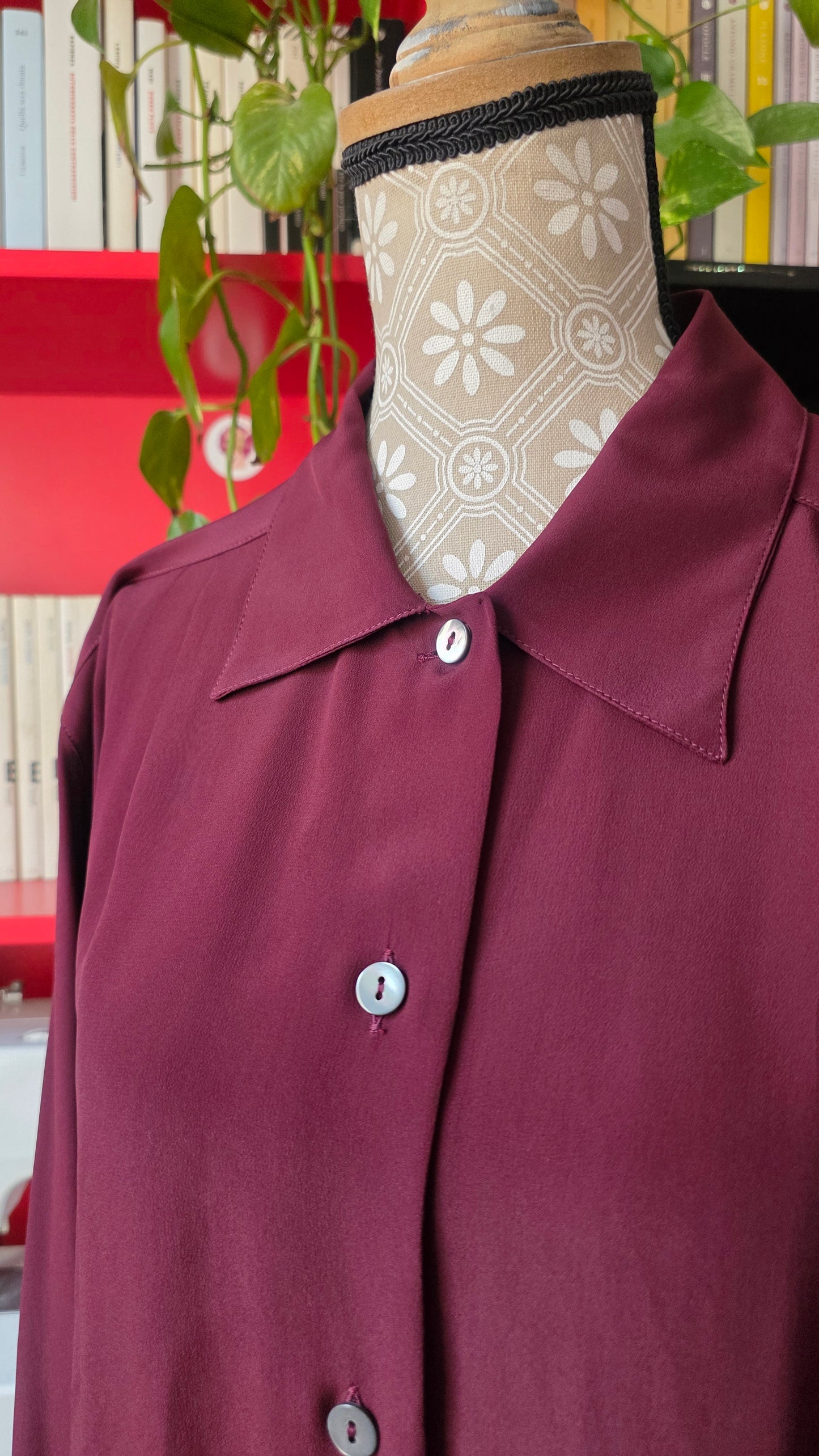 Camicia in seta vino