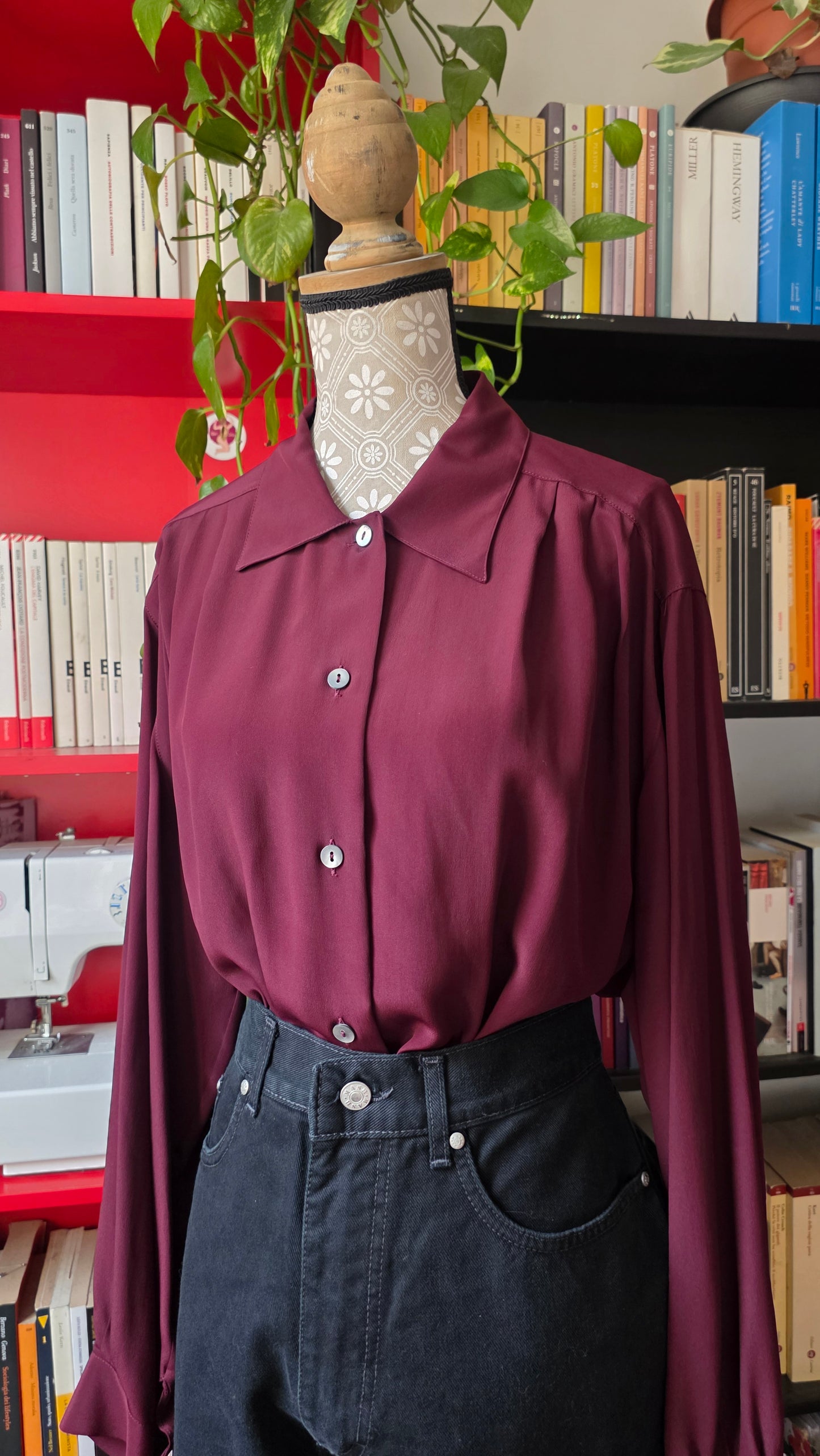 Camicia in seta vino