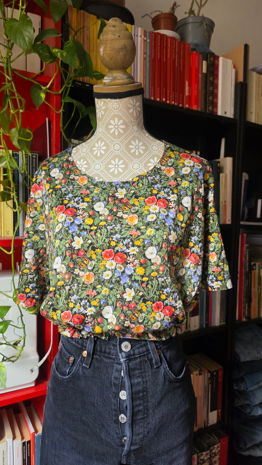 Maglia crop in cotone prato