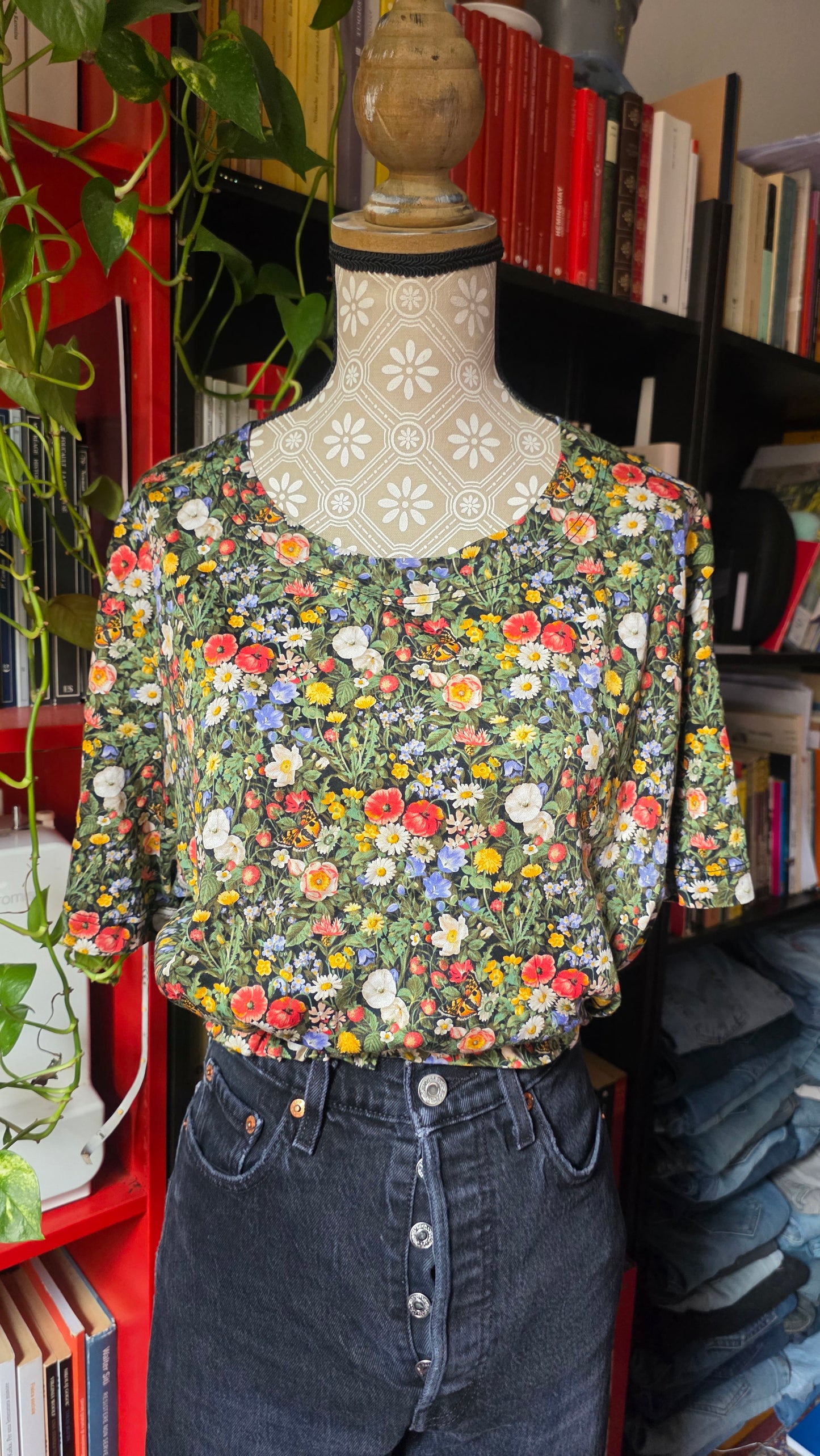 Maglia crop in cotone prato