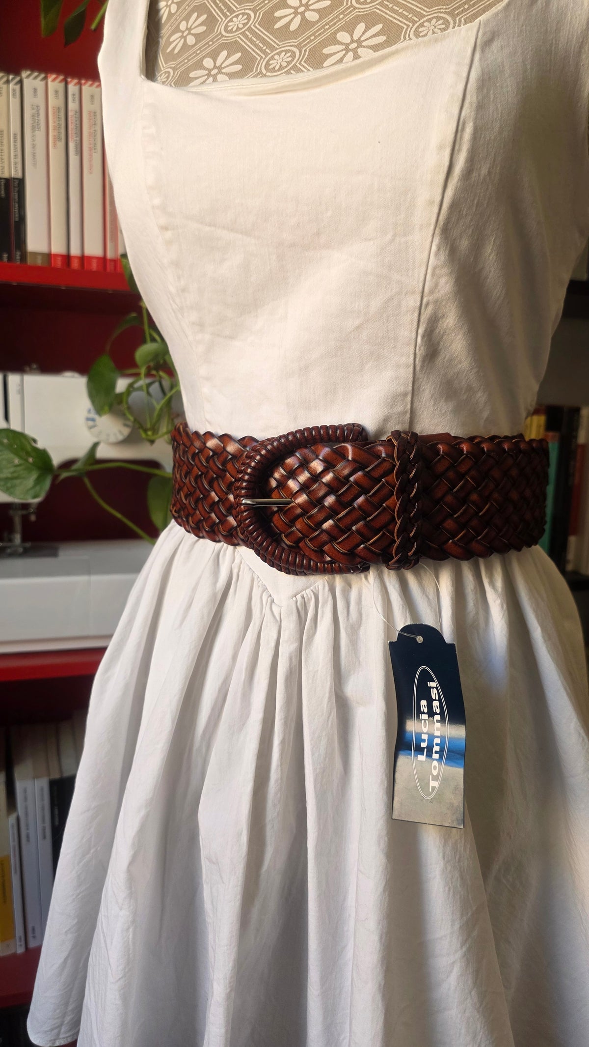 Cintura in pelle intrecciata marrone #3