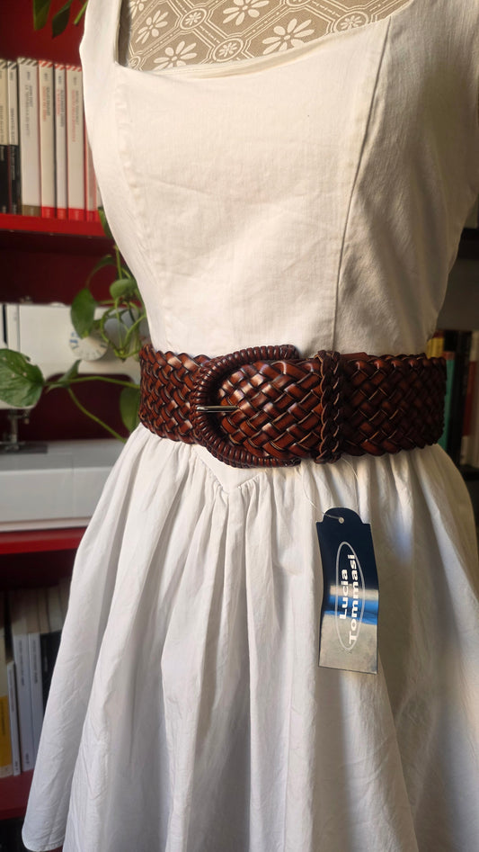 Cintura in pelle intrecciata marrone #3